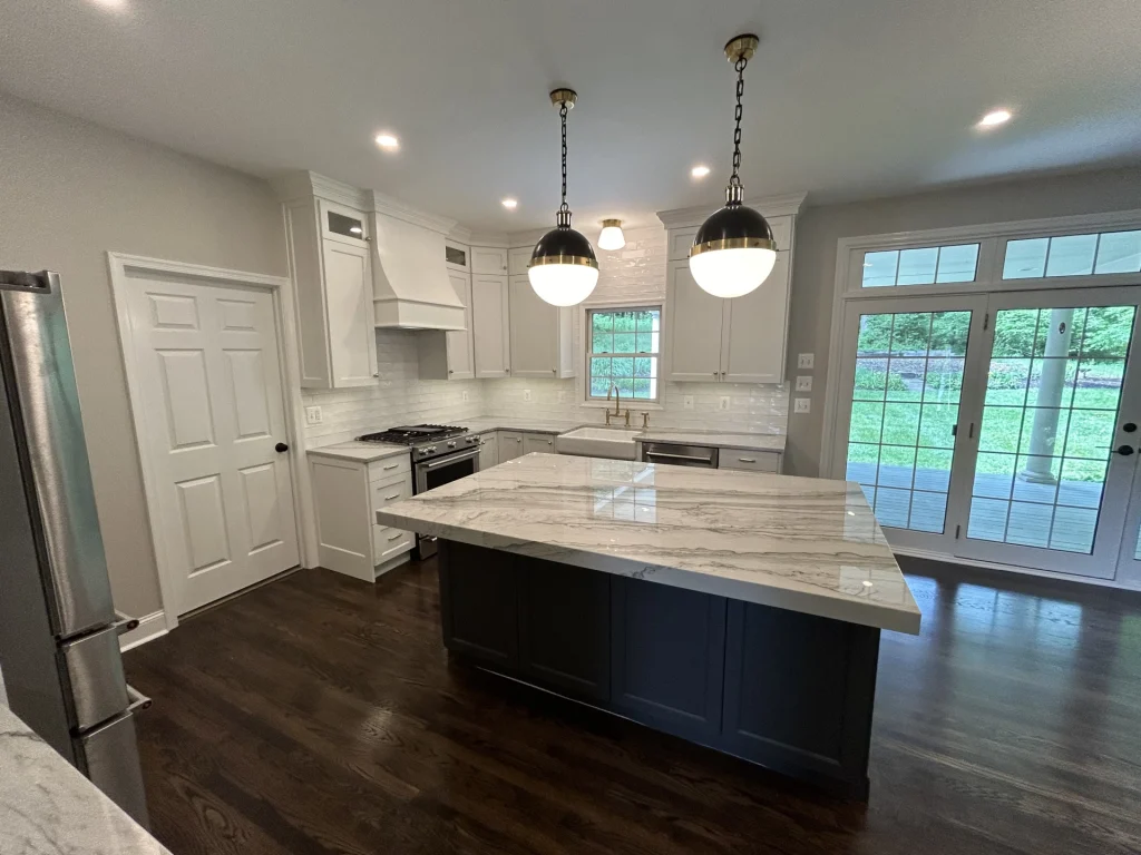 Luxurious White marble countertops and lights